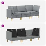 vidaXL Canapé modulaire avec rangement 3 Pièces Gris clair Tissu