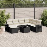 vidaXL Salon de jardin 8 Pièces avec coussins noir résine tressée
