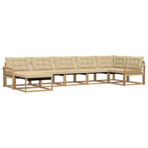 vidaXL Ensemble de canapés d'extérieur 7 pc Blanc et Beige