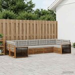 vidaXL Ensemble de canapés d'extérieur 7 Pièces Naturel et gris clair