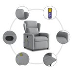 vidaXL Fauteuil de massage inclinable Gris clair Tissu