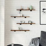 vidaXL Étagères murales 4 Pièces chêne fumé 60x10x1 5cm bois d'ingénierie