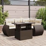vidaXL Salon de jardin avec coussins 5 Pièces marron résine tressée