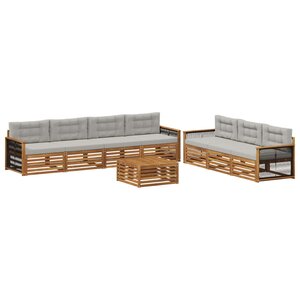 vidaXL Ensemble de canapés d'extérieur 8 pc Naturel et gris clair