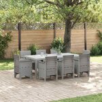 vidaXL Ensemble de salle à manger pour jardin 9 Pièces Gris clair
