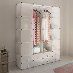 vidaXL Cabinet modulable avec 18 compartiments blanc 37x146x180 5 cm