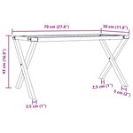 vidaXL Pieds de table basse cadre en X 70x30x43 cm acier