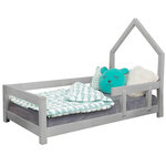 Lit cabane enfant POPPI 120 x 180 gris clair 1