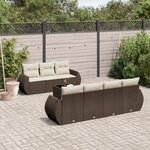 vidaXL Salon de jardin 8 Pièces avec coussins marron résine tressée