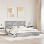 vidaXL Lit de Rangement Gris Sonoma 200 x 200 cm Bois d'ingénierie