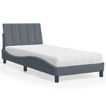 vidaXL Lit avec matelas Hanko gris foncé 80x200 cm velours