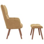 vidaXL Chaise de relaxation avec repose-pied Marron Velours