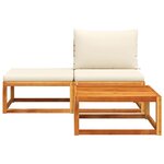vidaXL Salon de jardin avec coussins 3 Pièces bois massif d'acacia