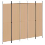 vidaXL Paravent 5 panneaux Beige 250 x 220 cm Tissu