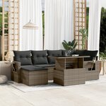 vidaXL Salon de jardin avec coussins 7 Pièces gris résine tressée