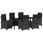 vidaXL Ensemble de salle à manger pour jardin 7 pc Noir polyrotin