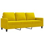 vidaXL Canapé à 3 places Jaune 180 cm Velours