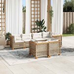 vidaXL Salon de jardin avec coussins 7 Pièces beige résine tressée