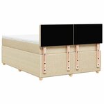 vidaXL Sommier à lattes de lit avec matelas Crème 140x200 cm Tissu