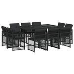 vidaXL Ensemble à manger de jardin 11 Pièces coussins noir résine tressée