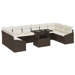 vidaXL Ensemble de canapé de jardin 11 Pièces Marron et Crème
