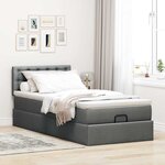 vidaXL Lit ottoman avec matelas et LED gris foncé 90x200 cm tissu