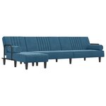 vidaXL Canapé-lit en forme de L bleu 260x140x70 cm velours