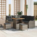 vidaXL Ensemble de canapé de jardin 8 Pièces Gris polyrotin