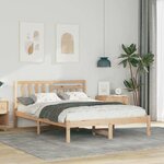 vidaXL Cadre de lit Marron 135 x 190 cm Bois massif en pin