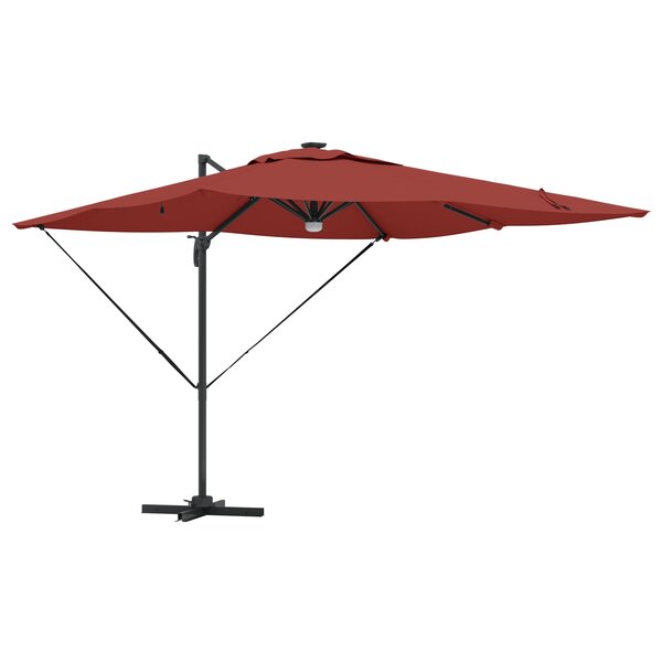 vidaXL Parasol déporté Roma avec LEDs Terre cuite 286x285x270 cm Aluminium