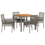 vidaXL Set de salle à manger de jardin 5 pièces avec coussins gris en poly rattan