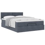 vidaXL Cadre de lit ottoman avec matelas gris foncé 140x190 cm velours