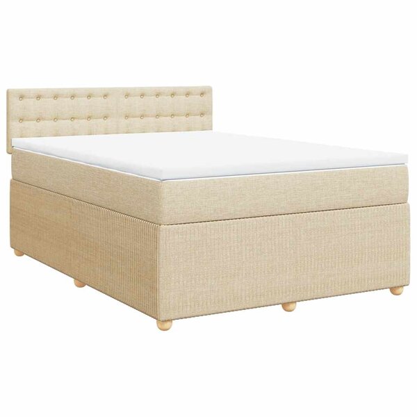 vidaXL Sommier à lattes de lit avec matelas Crème 140x200 cm Tissu