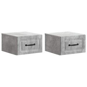 vidaXL Cabinet de chevet mural 2 pc Gris béton 34 5 x 33 x 20 cm