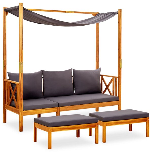 vidaXL Banc de jardin avec auvent et repose-pieds Bois d'acacia solide