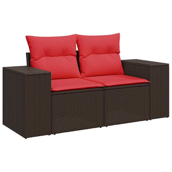 vidaXL Canapé de jardin avec coussins 2 places en résine tressée marron