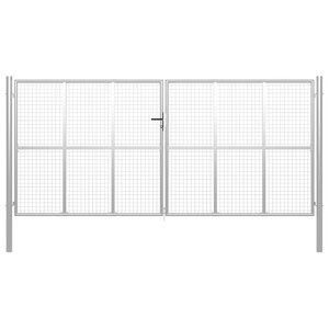 vidaXL Porte de jardin Acier galvanisé 415x225 cm Argenté