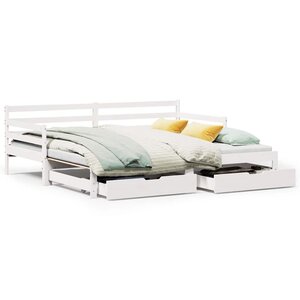 vidaXL Lit de jour avec gigogne et tiroirs sans matelas blanc 90x190cm