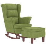 vidaXL Fauteuil à bascule à oreilles en velours vert clair bois massif