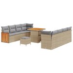 11 pièces de canapé de jardin beige poly rotin