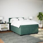 vidaXL Sommier à lattes de lit et matelas Vert foncé 140x190cm Velours