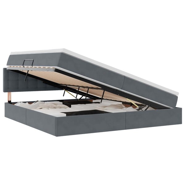 vidaXL Lit avec rangement et LED Gris foncé 200 x 200 cm Velours