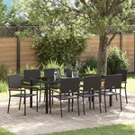 vidaXL Ensemble de salle à manger pour jardin 9 Pièces Noir