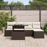 vidaXL Ensemble de canapé de jardin 6 Pièces Marron Poly Rattan
