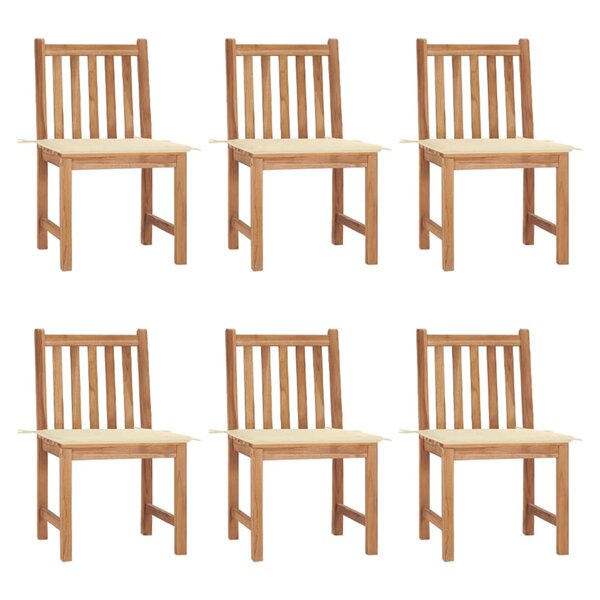 vidaXL Chaises de jardin lot de 6 avec coussins Bois de teck massif