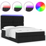 VidaXL Cadre de lit ottoman avec matelas noir 140x190 cm tissu