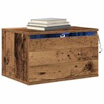 vidaXL Cabinet de chevet mural avec tiroir Bois Ancien 50 x 36 x 30 cm