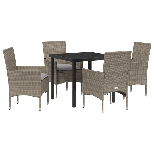 Ensemble de Salle à Manger de Jardin 5 Pièces avec Coussins Rattan Poly Gris vidaXL