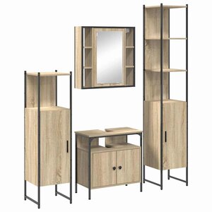 vidaXL Ensemble de mobilier de salle de bain Autre 4 Pièces Chêne sonoma