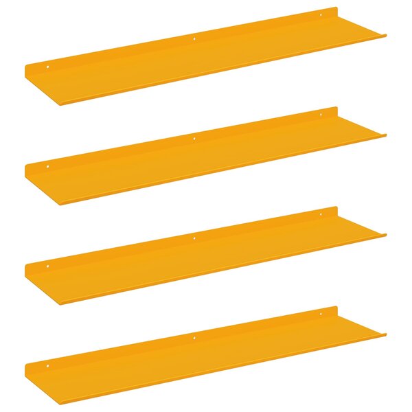 vidaXL Étagère flottante 4 pc Jaune moutarde 80 x 18 x 2 5 cm Acier